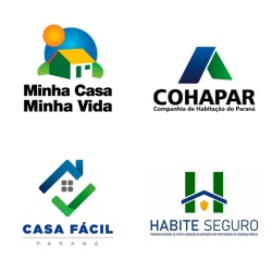 Imagem com a logo da Minha Casa, Minha Vida; Cohapar; Casa Fácil e Habite Seguro.